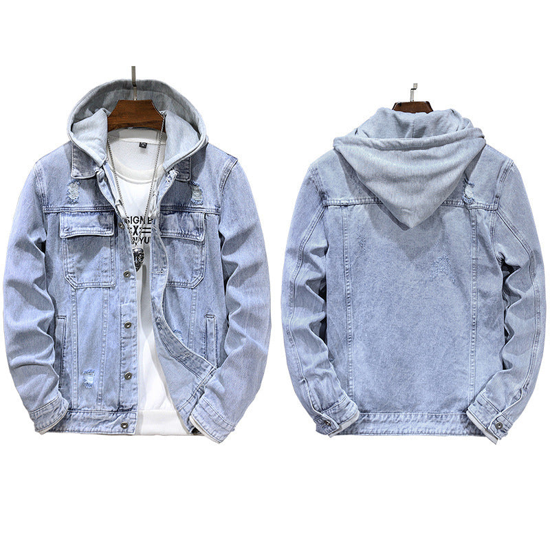 Men's Jacket Detachable Hooded Denim Jacket Men